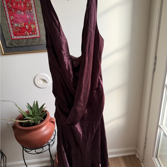 Meshki Deep Brown Satin Maxi Dress - Picture 5 of 12